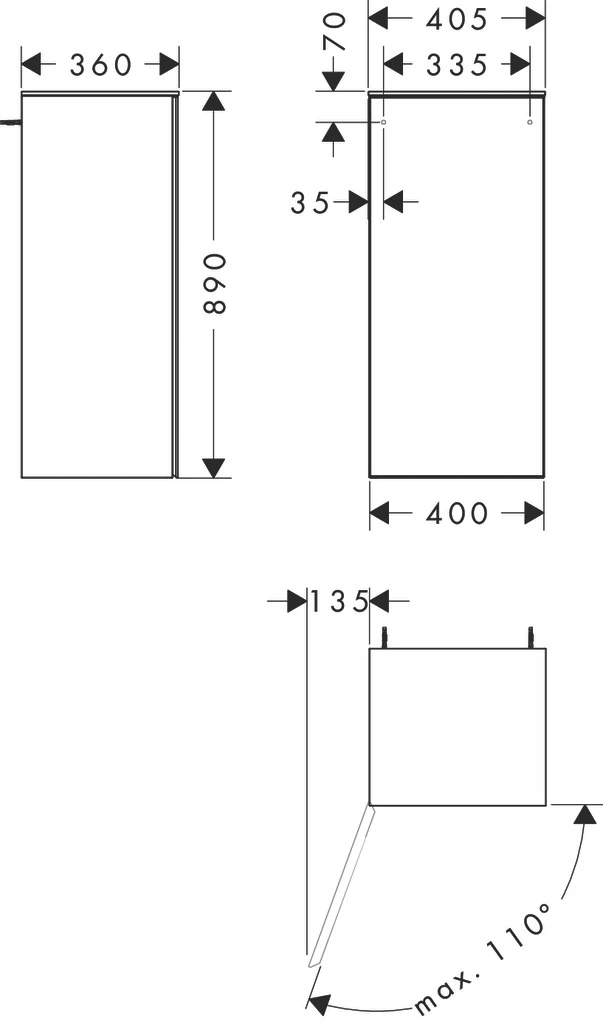 Xevolos E Halbhochschrank Schiefergrau Matt 400/360, Türanschlag links Bronze Struktur