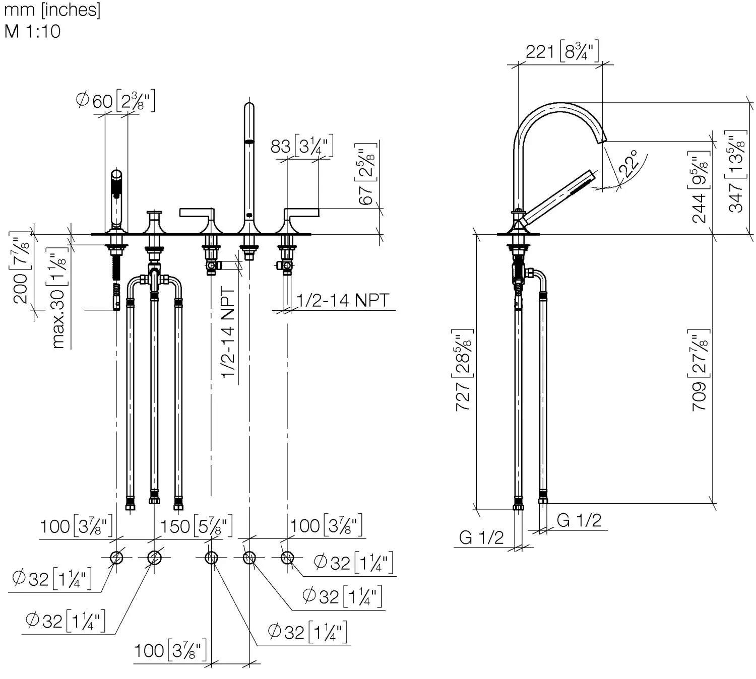 Dornbracht VAIA Wannen-Fünflochbatterie für Wannenrandmontage mit Umstellung Chrom Dornbracht VAIA Wannen-Fünflochbatterie für Wannenrandmontage mit Umstellung Chrom