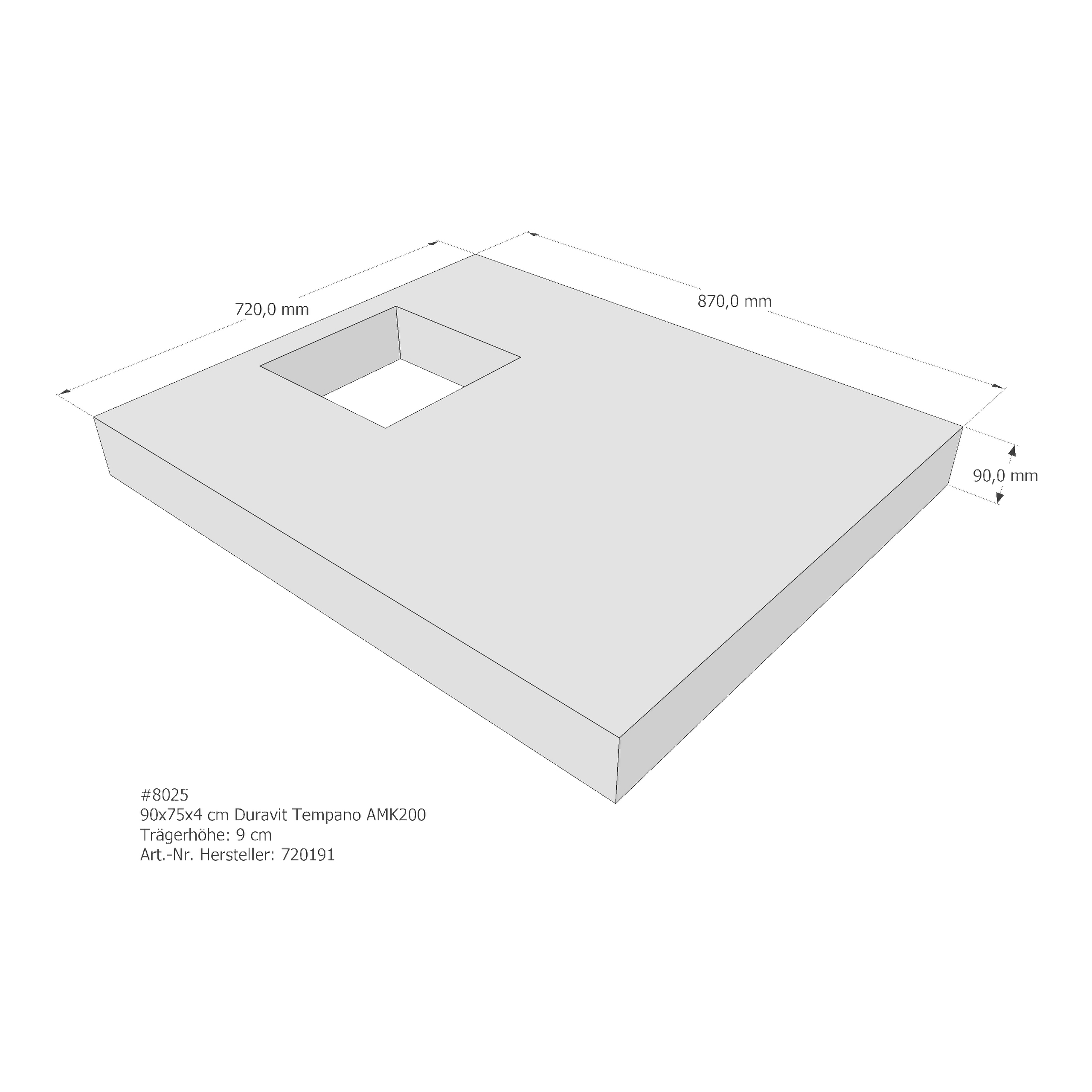 Duschwannenträger für Duravit Tempano 90 × 75 × 4 cm Breite: 75 cm / Länge: 90 cm Duschwannenträger für Duravit Tempano 90 × 75 × 4 cm Breite: 75 cm / Länge: 90 cm