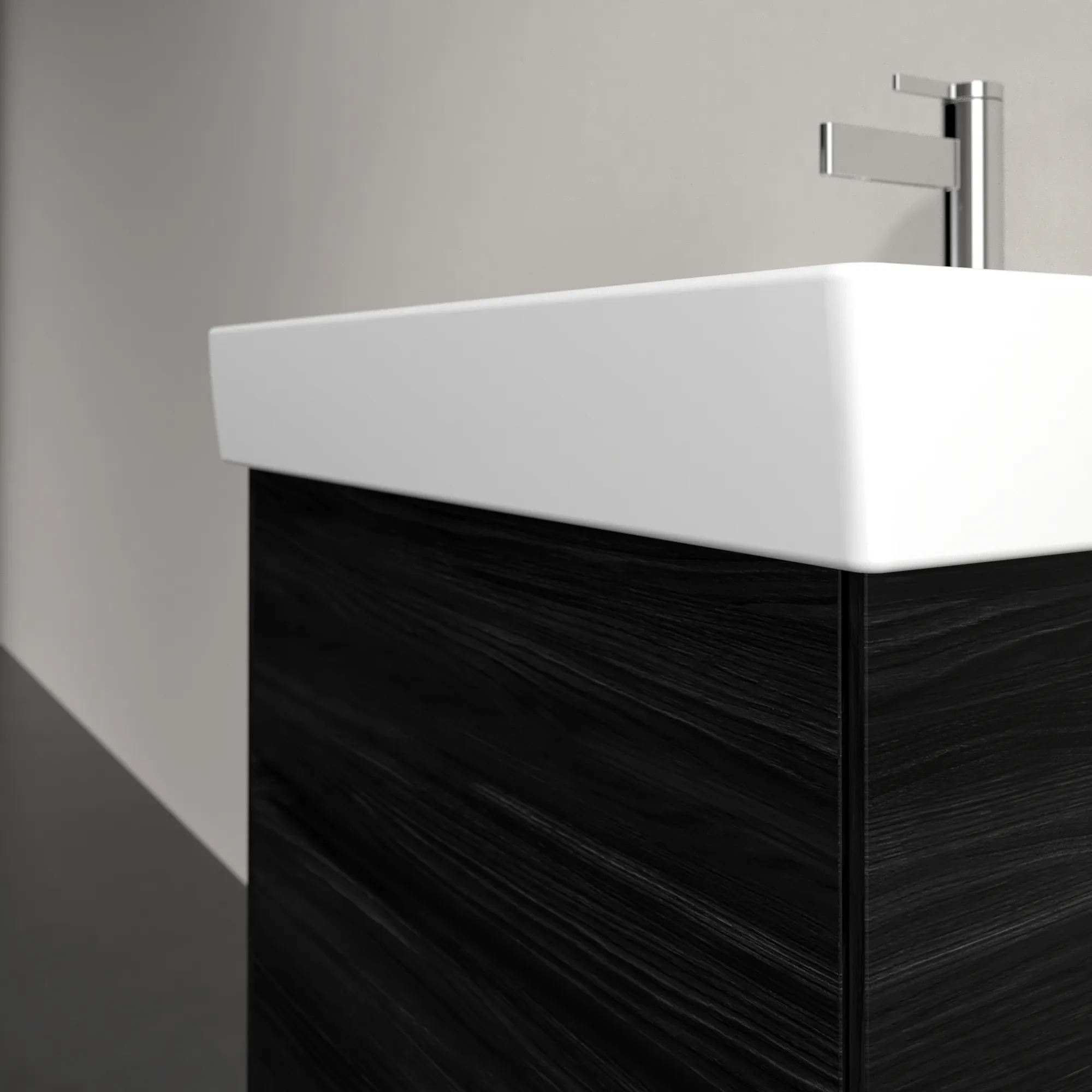 Villeroy & Boch Waschtischunterschrank „Collaro“ 554 × 546 × 444 mm Black Oak, für Becken mittig, mit Beleuchtung, Soft Closing
