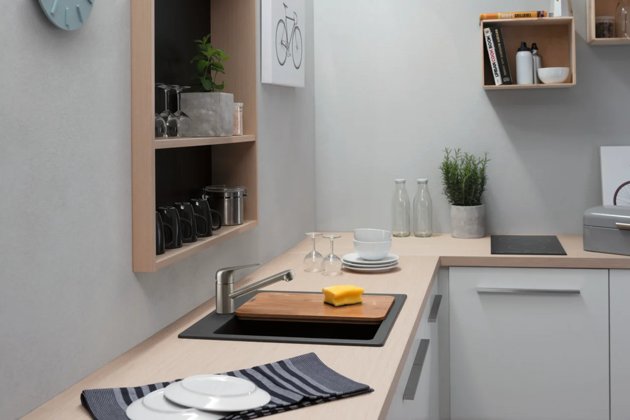 Hansgrohe Einbauspüle S51 Steingrau, 540 x 490 mm, Beckentiefe 190 mm, Aufbau, SilicaTec Material