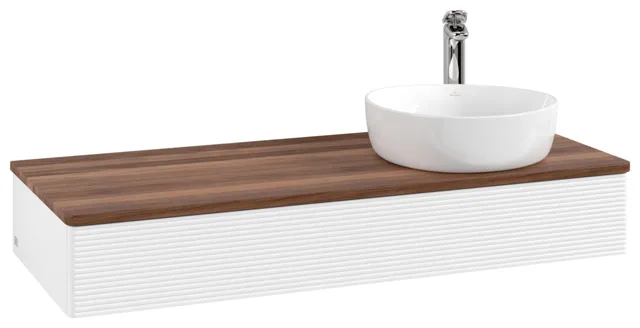 Villeroy & Boch Waschtischunterschrank „Antao“ 1200 × 190 × 500 mm White Matt Lacquer, für Becken rechts, mit Beleuchtung