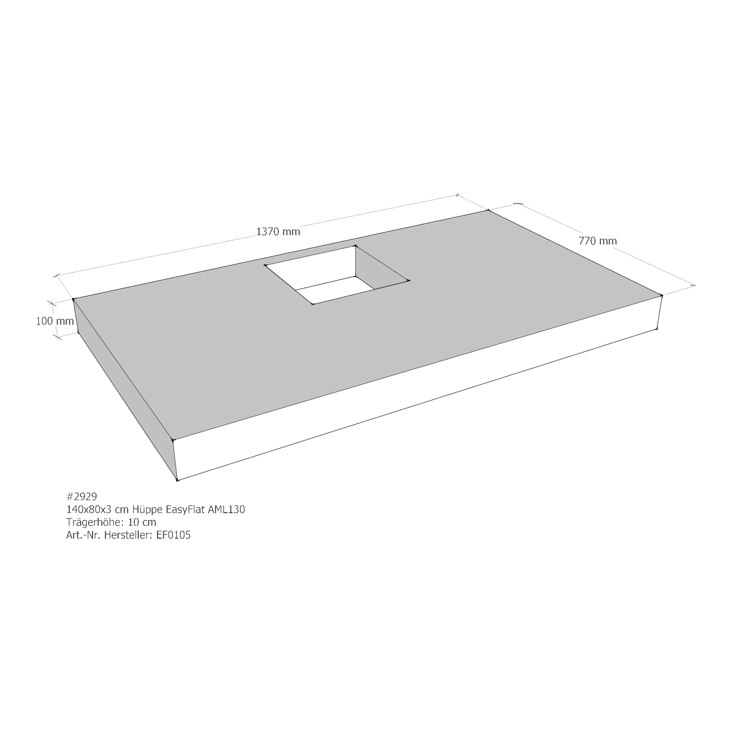 Duschwannenträger für Hüppe EasyFlat 140 × 80 × 3 cm