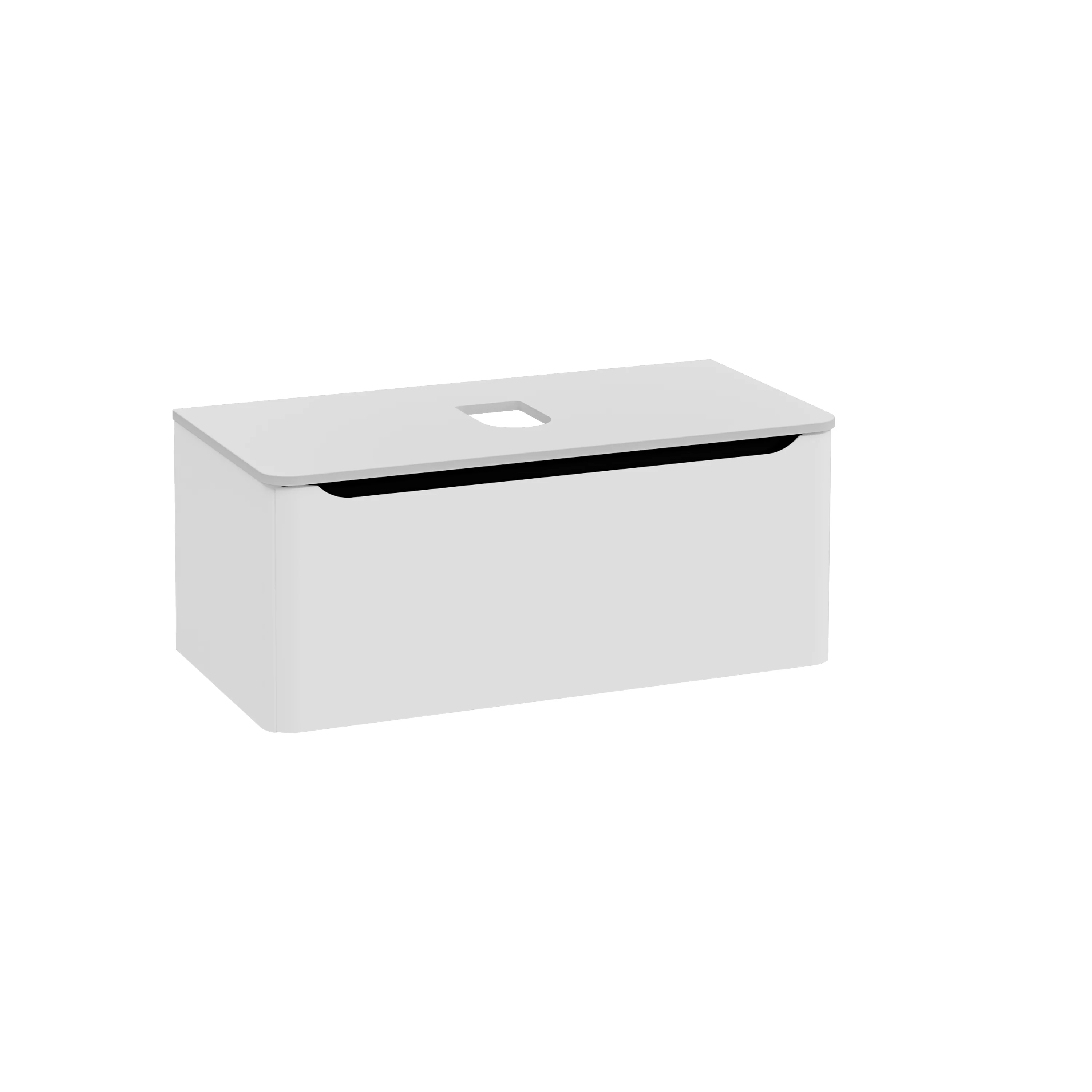 New Integra Round Waschtischunterschrank für Aufsatzwaschtisch mit 1 Vollauszug 100 x 52 x 42 cm (BxTxH) Hellgrau Matt