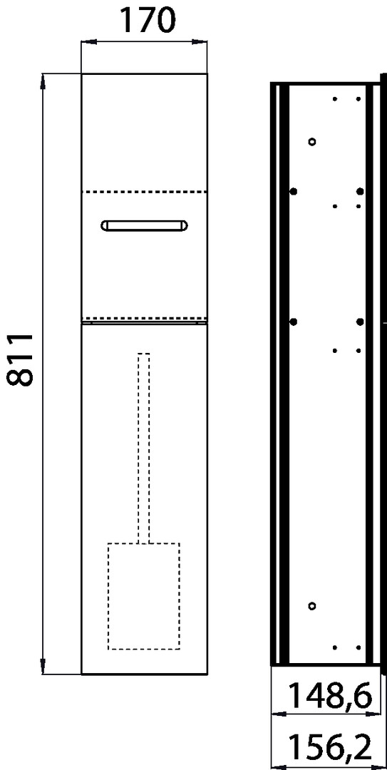 emco WC-Modul „asis module 2.0“, Anschlag rechts 17 × 81,1 × 15,62 cm in schwarz