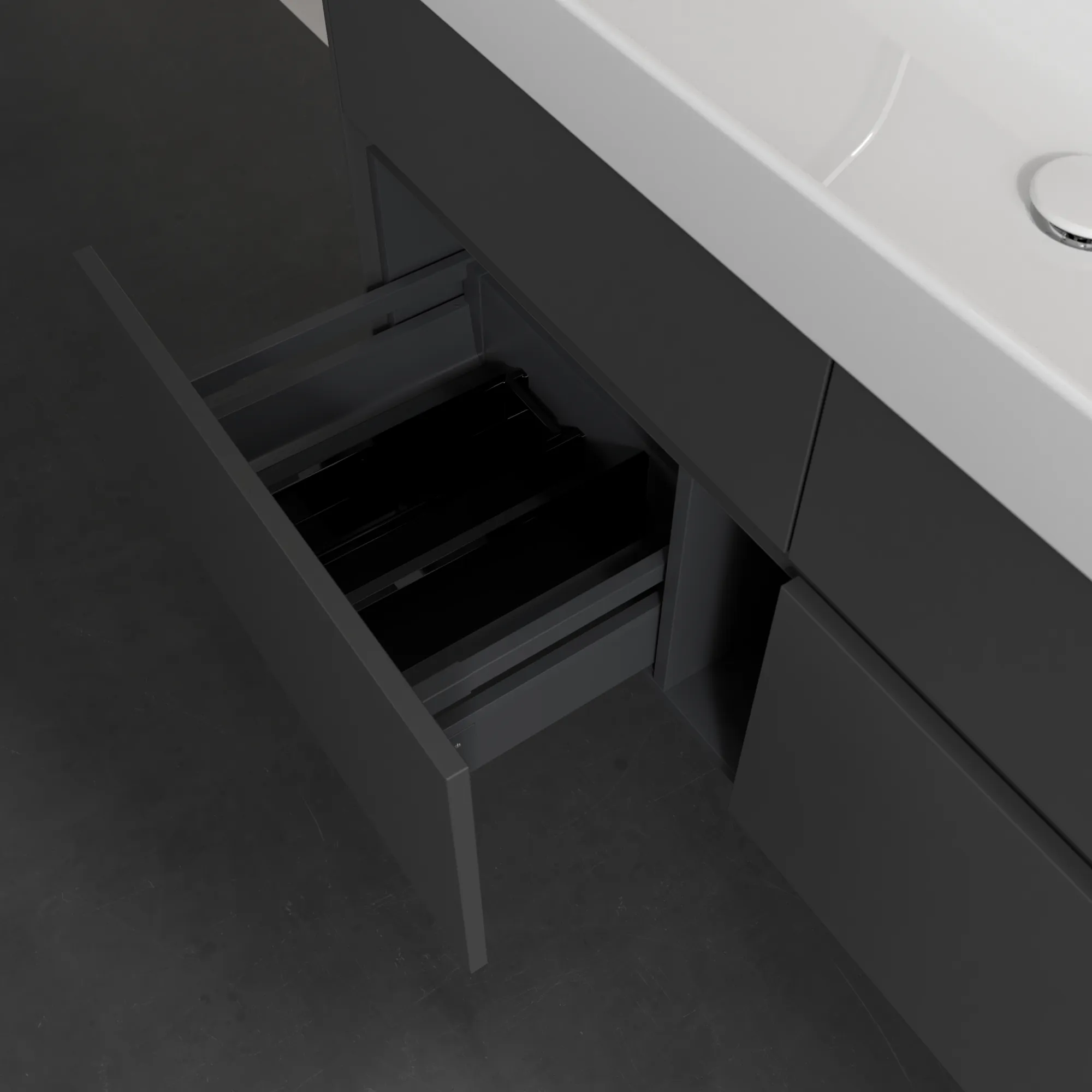 Villeroy & Boch Waschtischunterschrank „Collaro“ 1154 × 546 × 444 mm Graphite, für Becken mittig, mit Beleuchtung Villeroy & Boch Waschtischunterschrank „Collaro“ 1154 × 546 × 444 mm Graphite, für Becken mittig, mit Beleuchtung