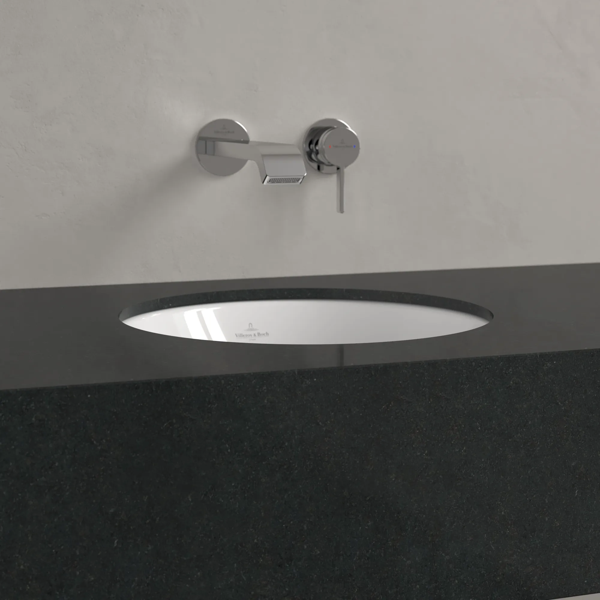 Villeroy & Boch Unterbauwaschtisch aus TitanCeram „Loop & Friends“ ⌀ 390 mm, ohne Hahnlochbohrung in Weiß Alpin Villeroy & Boch Unterbauwaschtisch aus TitanCeram „Loop & Friends“ ⌀ 390 mm, ohne Hahnlochbohrung in Weiß Alpin