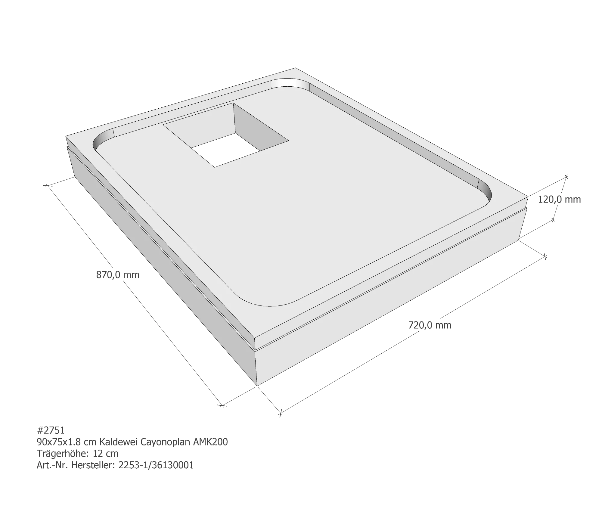 Duschwannenträger für Kaldewei Cayonoplan 90 × 75 × 1,8 cm Duschwannenträger für Kaldewei Cayonoplan 90 × 75 × 1,8 cm