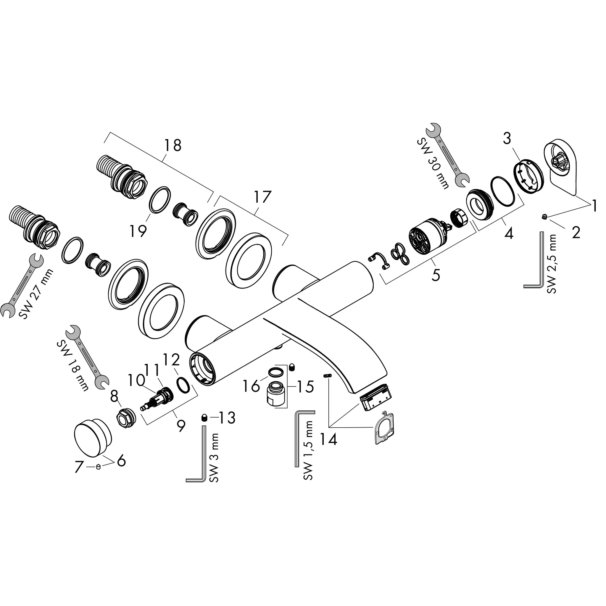 Hansgrohe Vivenis Einhebel-Wannenmischer Aufputz, Chrom Hansgrohe Vivenis Einhebel-Wannenmischer Aufputz, Chrom