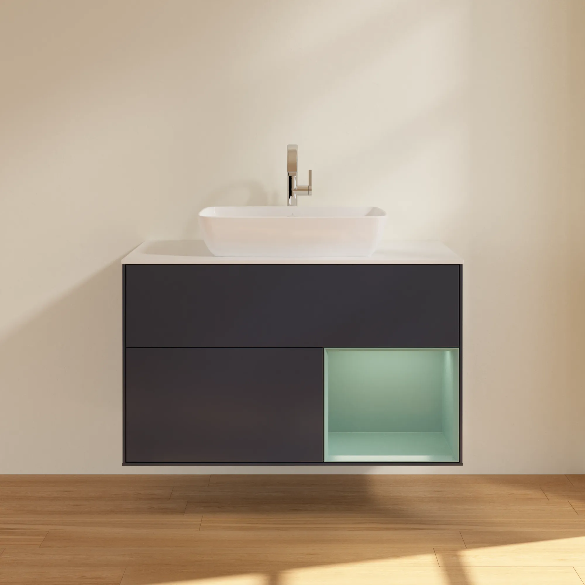 Villeroy & Boch Waschtischunterschrank „Finion“ für Schrankwaschtisch 1000 × 603 × 501 mm Midnight Blue Matt Lacquer, für Becken mittig, mit Hahnlochbohrung Villeroy & Boch Waschtischunterschrank „Finion“ für Schrankwaschtisch 1000 × 603 × 501 mm Midnight Blue Matt Lacquer, für Becken mittig, mit Hahnlochbohrung