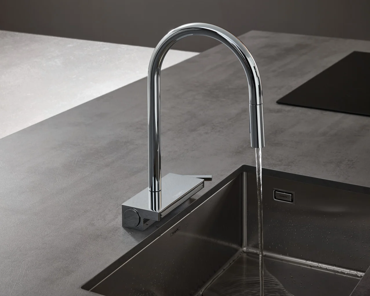 Hansgrohe Aquno Select M81 Einhebel-Küchenmischer mit Ausziehbrause 3jet Chrom, ComfortZone 170, Schwenkbereich einstellbar in 3 Stufen auf 60°, 110° oder 150°, Laminarstrahl, Brausestrahl, SatinFlow, MagFit magnetische Brausehalterung, maximale Durchflu
