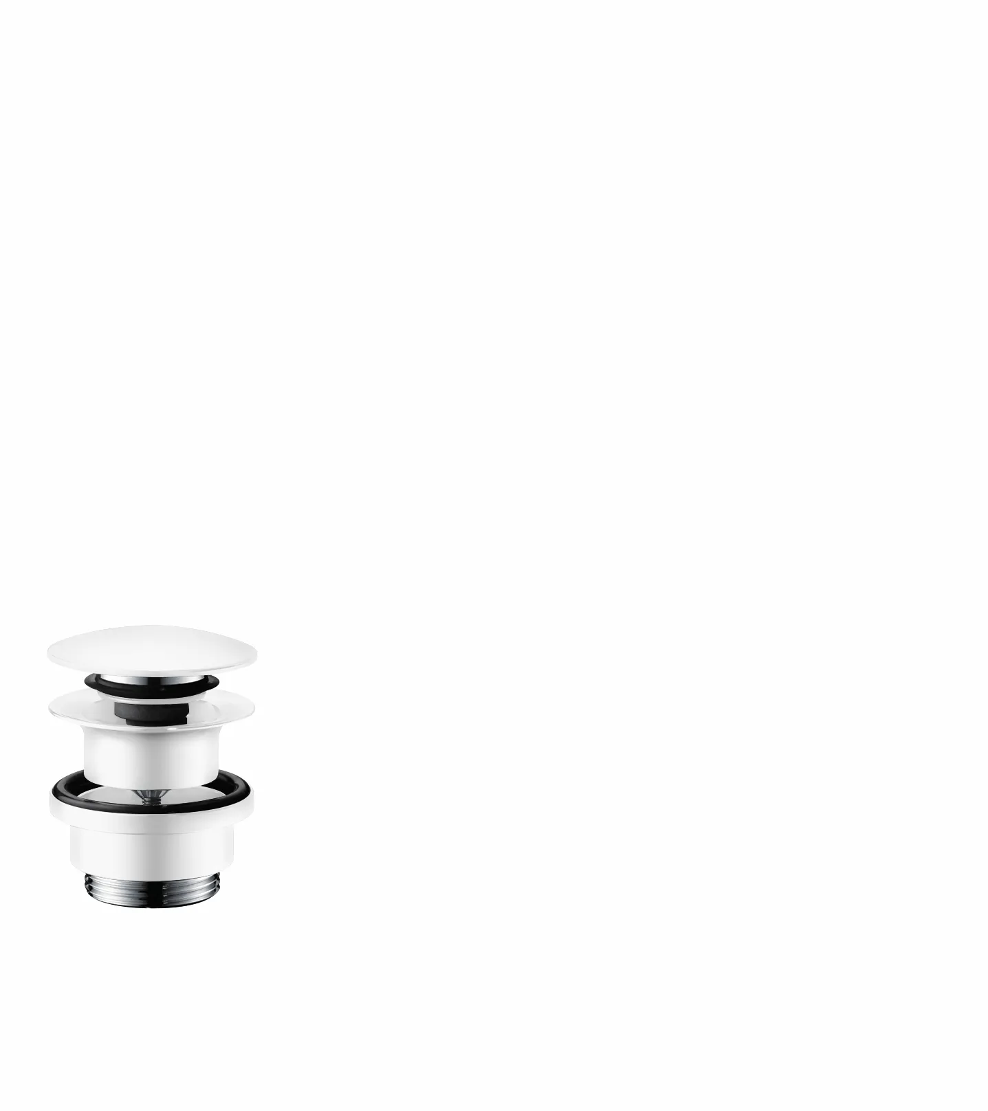Hansgrohe Ablaufventil Push-Open DN32, mattweiß mit Überlaufloch für Waschtisch- und Bidetmischer, Anschluss G 1 1/4