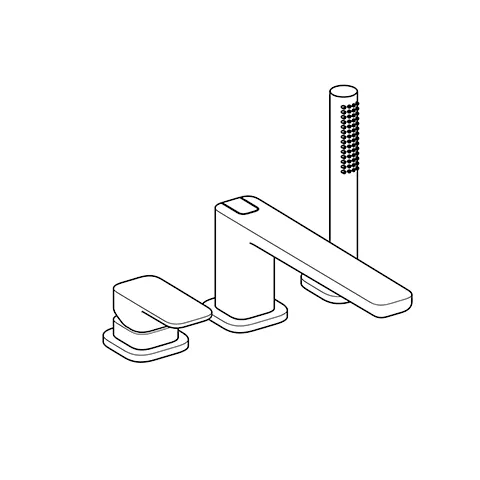 Kludi RENON 3-Loch Wannenfüll- und Brause-Armatur, chrom, DN 15, Einhebelmischer, herausziehbare Brause, automatische Umstellung, geschlossener Metallhebel, M24 Strahlregler