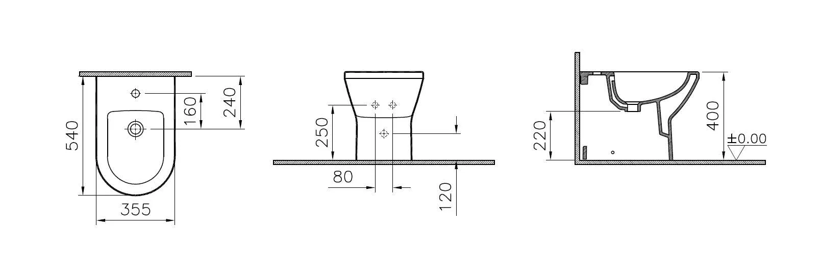 VitrA Integra Stand-Bidet 36 x 54 cm, Weiß Hochglanz VitrA Integra Stand-Bidet 36 x 54 cm, Weiß Hochglanz