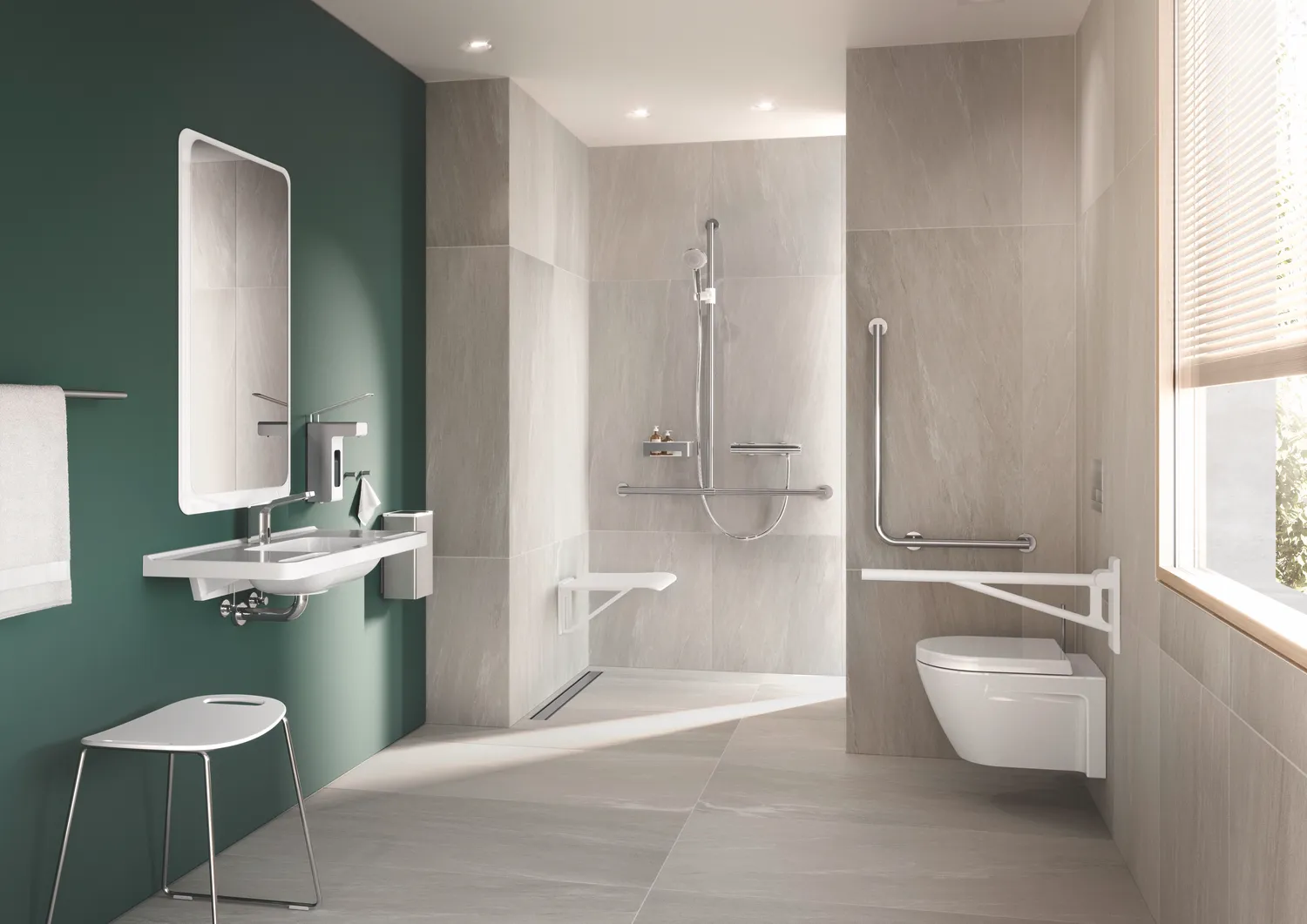 Klappsitz mit Wandstütze, Wandkonsole und Bügel aus Kunststoff passend zur Sitzfläche, in matt, Sitzfläche aus strukturiertem Kunststoff, Sitzfläche 450 mm breit, 450 mm tief, mit zusätzlicher Wandabstützung, in Farbe 90 (Tiefschwarz) Klappsitz mit Wandstütze, Wandkonsole und Bügel aus Kunststoff passend zur Sitzfläche, in matt, Sitzfläche aus strukturiertem Kunststoff, Sitzfläche 450 mm breit, 450 mm tief, mit zusätzlicher Wandabstützung, in Farbe 90 (Tiefschwarz)