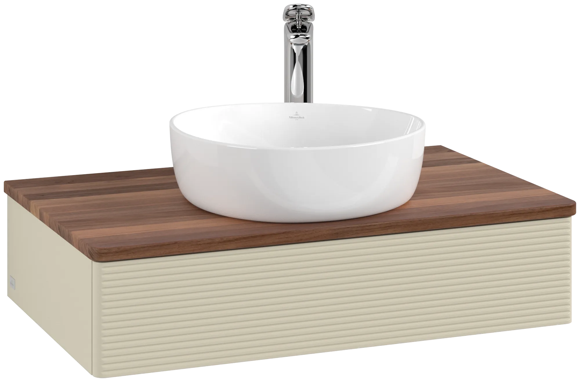 Villeroy & Boch Antao Waschbeckenunterschrank L08_5, 800x190x500mm, Silk Grey Matt Lacquer / Warm Walnut