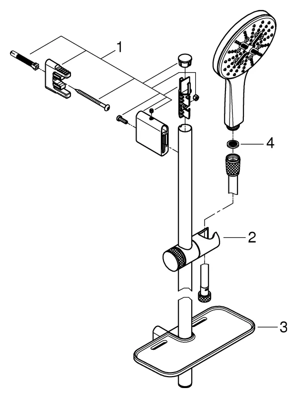 Grohe Rainshower SmartActive 130 Brausestangenset, 3 Strahlarten, moon white/chrom Grohe Rainshower SmartActive 130 Brausestangenset, 3 Strahlarten, moon white/chrom