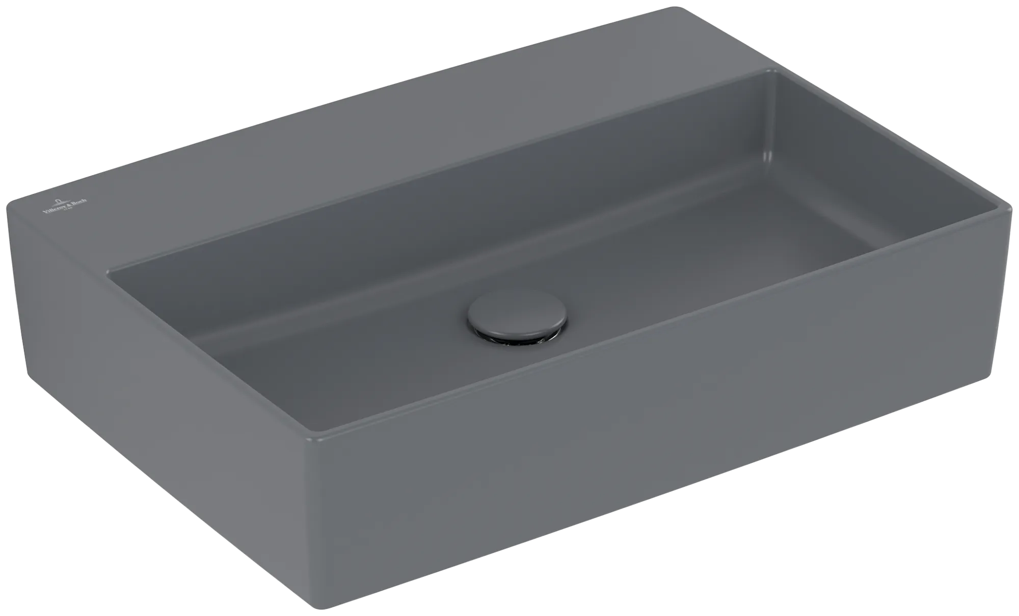 Villeroy & Boch Aufsatzwaschtisch aus TitanCeram „Memento 2.0“ 600 × 420 × 140 mm, ohne Hahnlochbohrung in Graphite