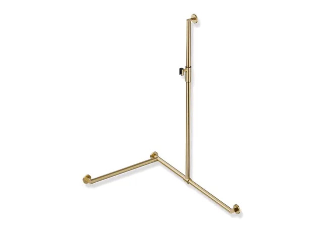 Duschhandlauf mit verschiebbarer Brausehalterstange, Edelstahl, PVD, mit magnetischem Brausehalter, senkrechte Länge 1250 mm, waagerechte Längen 947 mm und 647 mm, D: 32 mm, 70 mm tief, Ausführung links, in Farbe CK (messing glänzend) Duschhandlauf mit verschiebbarer Brausehalterstange, Edelstahl, PVD, mit magnetischem Brausehalter, senkrechte Länge 1250 mm, waagerechte Längen 947 mm und 647 mm, D: 32 mm, 70 mm tief, Ausführung links, in Farbe CK (messing glänzend)