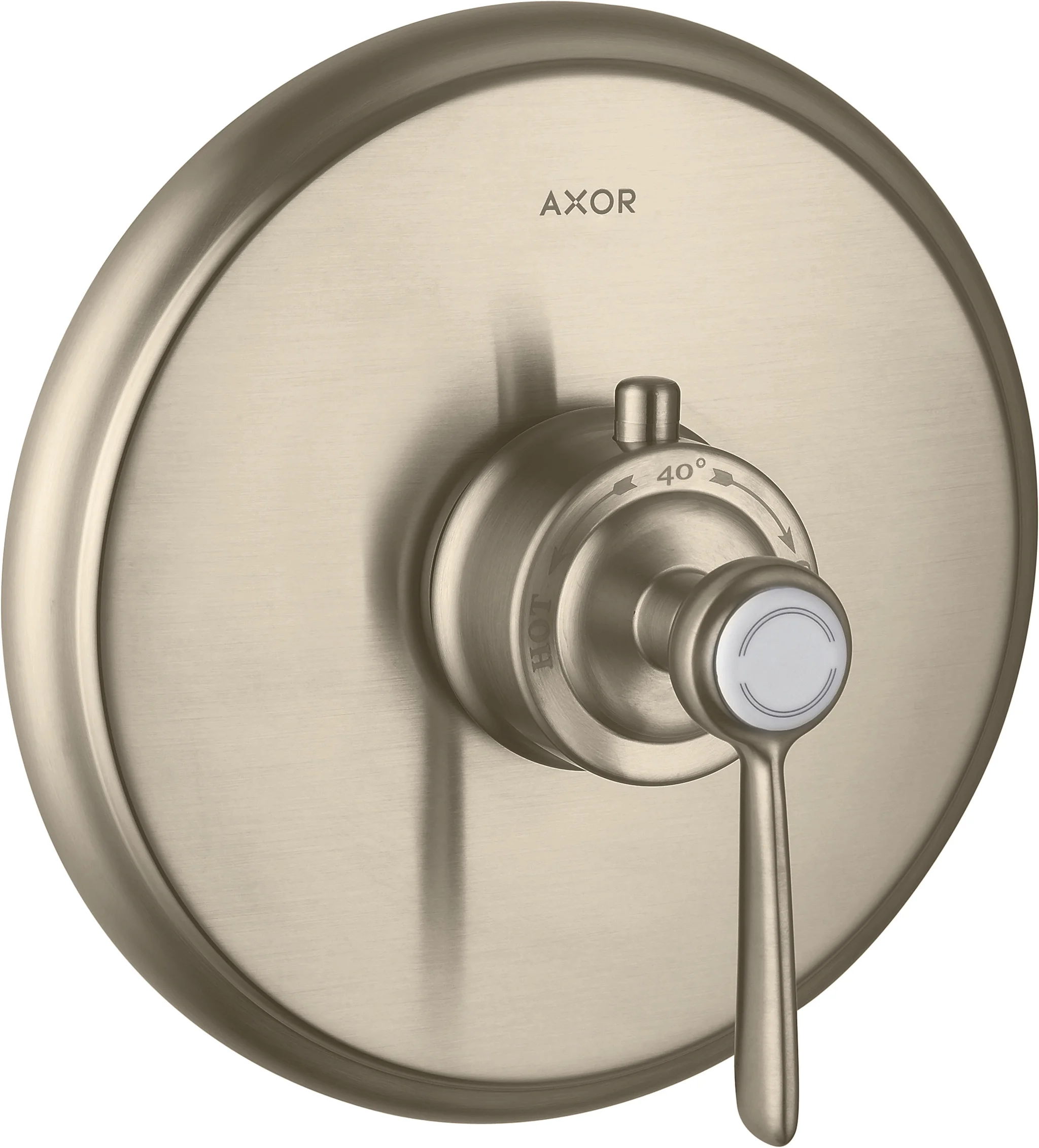 Hansgrohe AXOR Montreux Thermostat Unterputz mit Hebelgriff Brushed Nickel, max. Durchflussmenge 59 l/min, einstellbare Temperaturbegrenzung, Rückflussverhinderer, Schalldämpfer