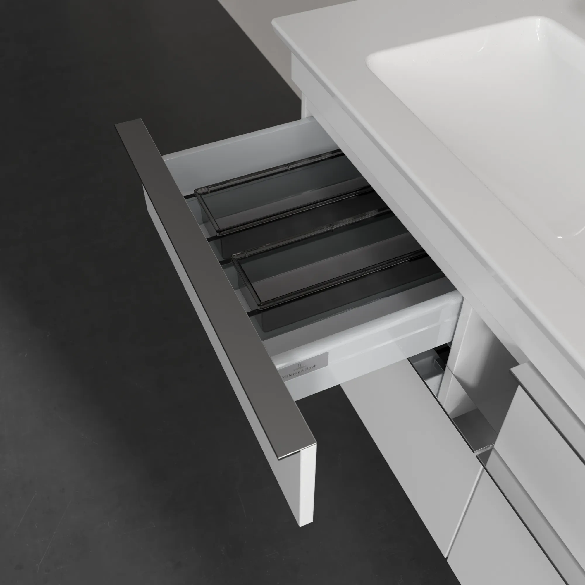 Villeroy & Boch Waschtischunterschrank „Venticello“ für Schrank-Doppelwaschtisch 1153 × 590 × 502 mm Weiß Matt, für Becken mittig