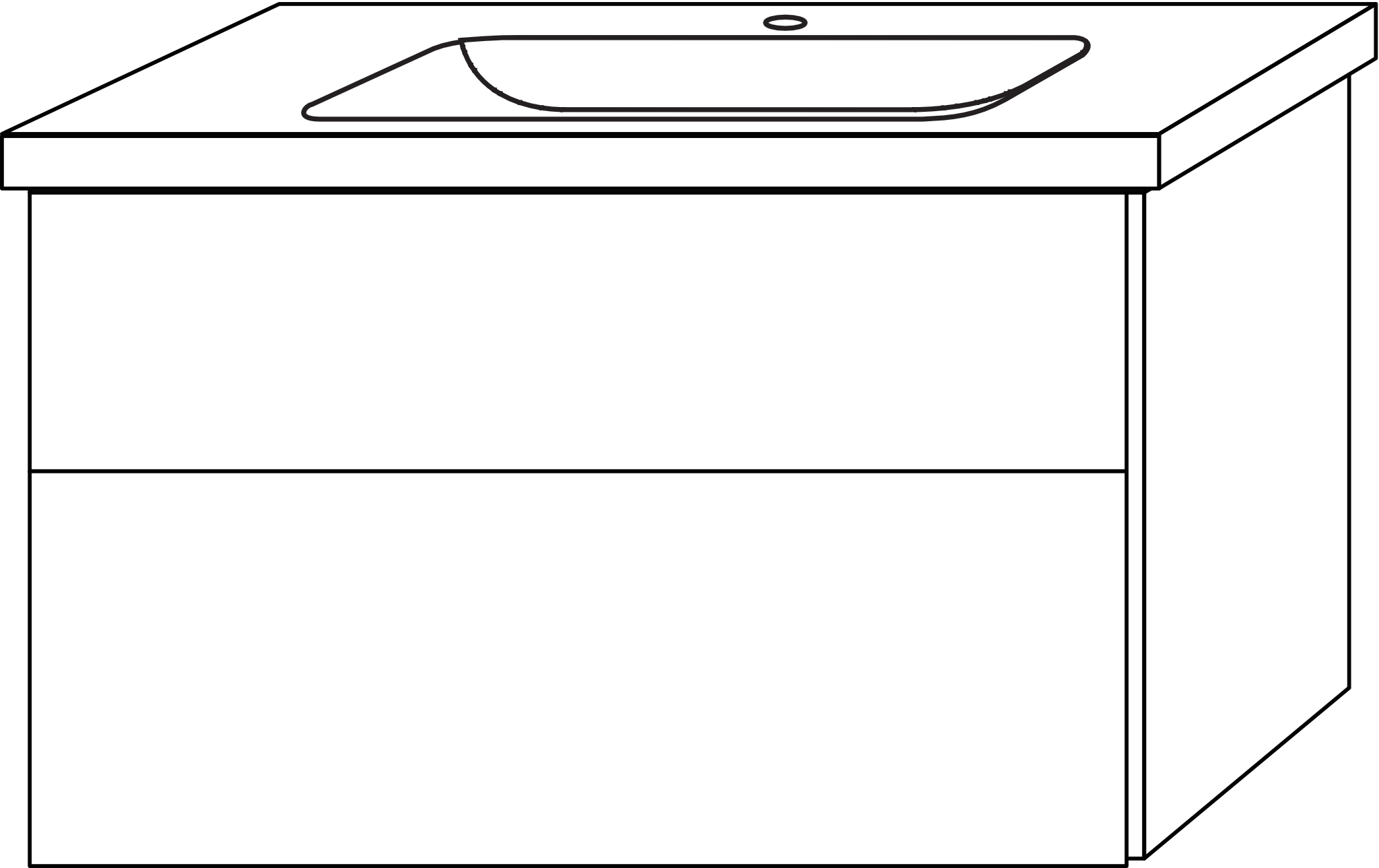 Sanipa Waschtischunterschrank „3way“ 960 × 591 × 457 mm in Graphit (matt), Becken mittig, mit Hahnlochbohrung