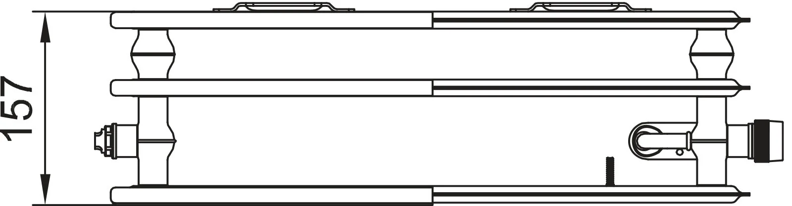 Flachheizkörper therm-x2 Plan-V Hygiene Typ 30, HxLxT: 305x1005x157 mm, Farbe: Weiß RAL 9016 seidenglanz, Ventilposition: links, 10 bar, Abdeckung: ohne, Wärmeleistung 75/65-20: 780 Watt, Bohrkonsole