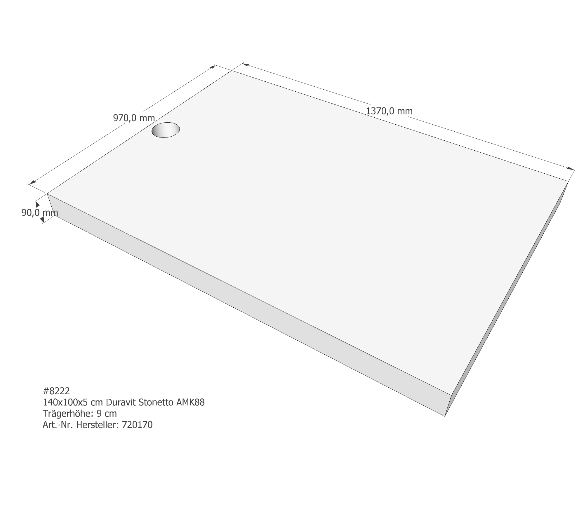 Duschwannenträger für Duravit Stonetto 140 × 100 × 5 cm Breite: 100 cm / Länge: 140 cm Duschwannenträger für Duravit Stonetto 140 × 100 × 5 cm Breite: 100 cm / Länge: 140 cm