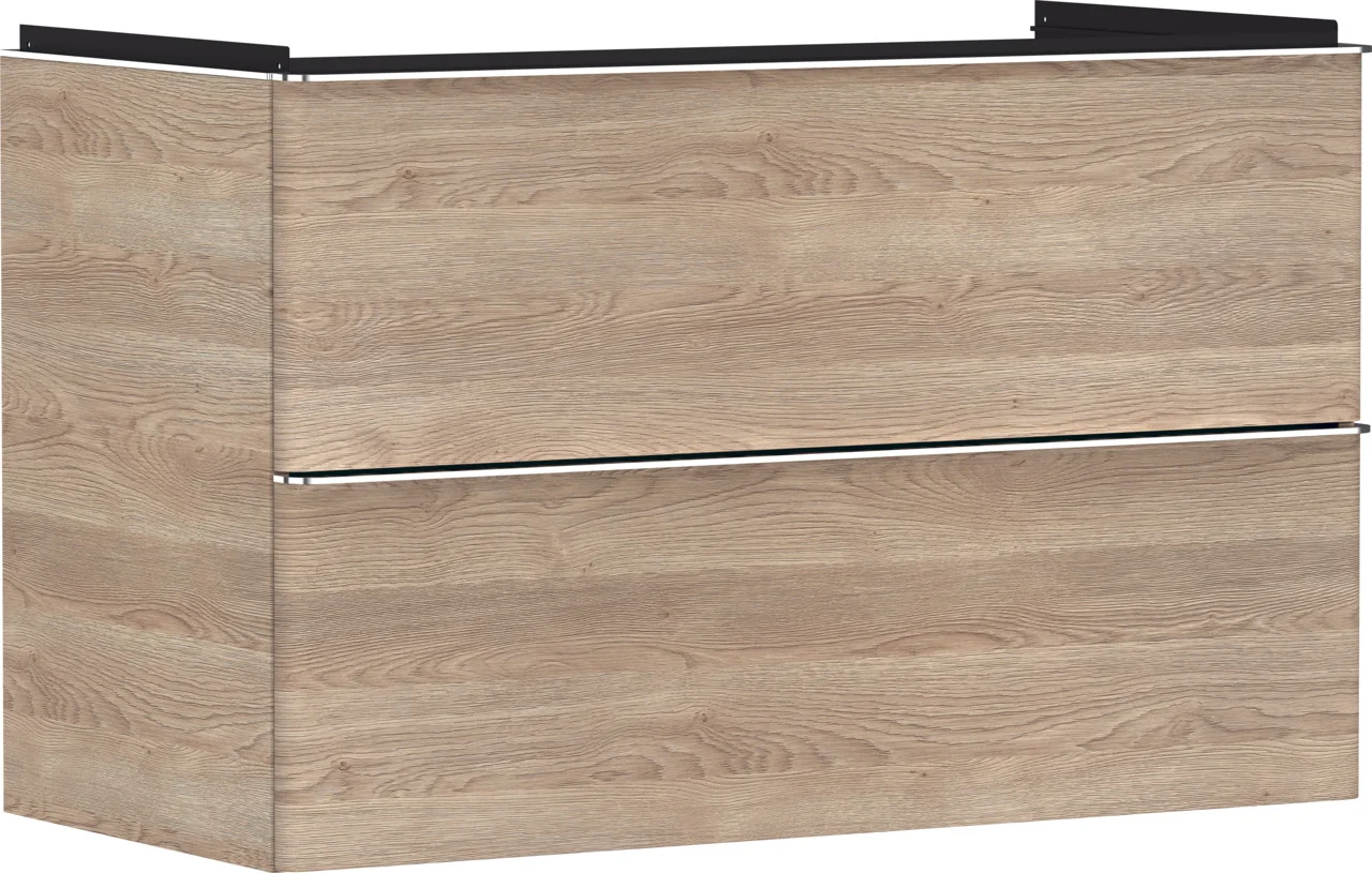 Hansgrohe Xelu Q Waschtischunterschrank Eiche Natur, 980x475 mm, 2 Schubkästen, verchromte Griffe, SoftClose, vormontiert Hansgrohe Xelu Q Waschtischunterschrank Eiche Natur, 980x475 mm, 2 Schubkästen, verchromte Griffe, SoftClose, vormontiert