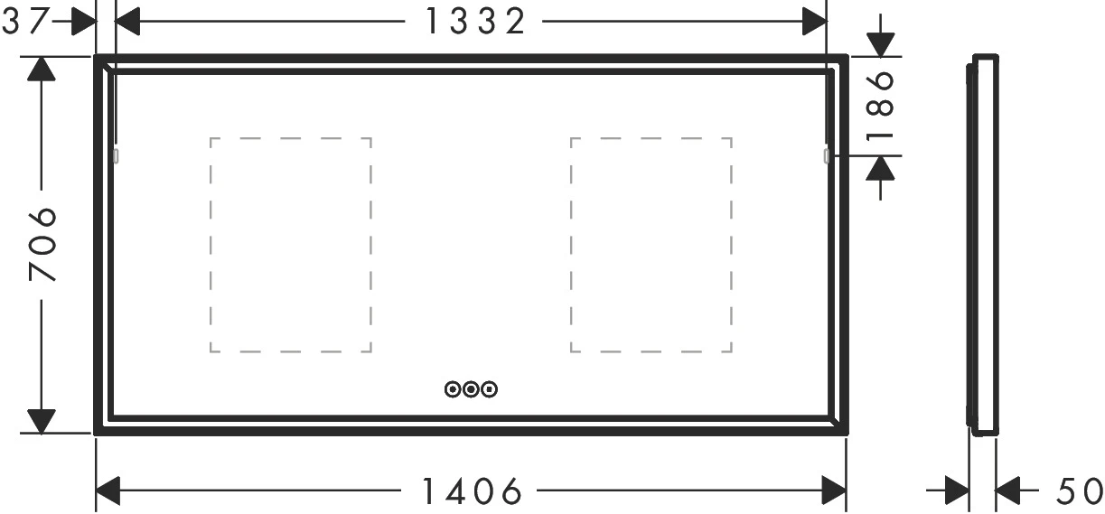 Xarita E Spiegel mit LED-Beleuchtung 1400/50 kapazitiver Berührungssensor Mattweiß