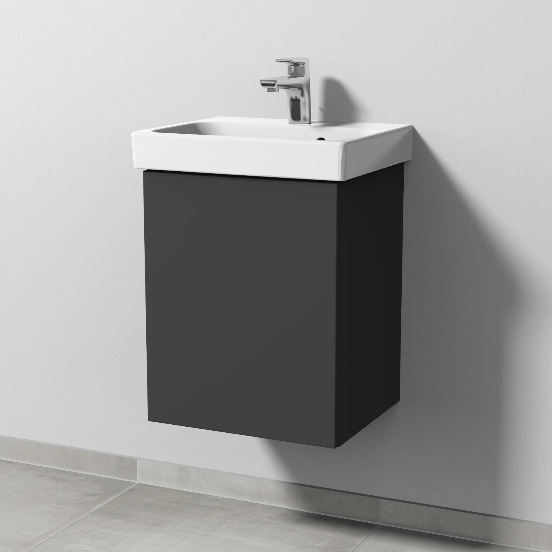 Sanipa Waschtischunterschrank „3way“ 410 × 517 × 353 mm in Graphit (matt), Anschlag links Sanipa Waschtischunterschrank „3way“ 410 × 517 × 353 mm in Graphit (matt), Anschlag links