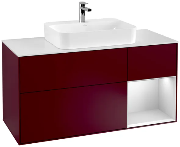 Villeroy & Boch Waschtischunterschrank „Finion“ für Schrankwaschtisch 120 × 60,3 × 50,1 cm 3 Schubladen, für Waschtischposition mittig, inkl. Beleuchtung mittig