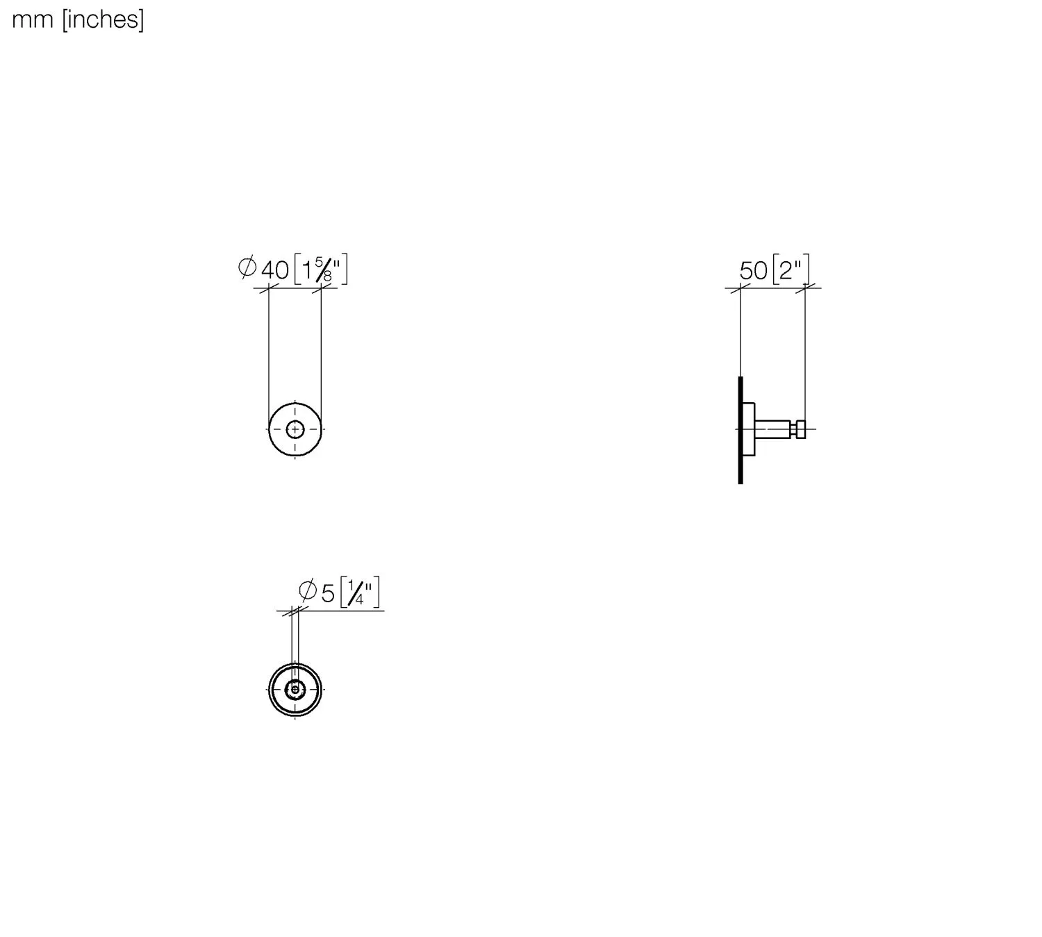 Dornbracht Haken - Rosette D. 40 mm, Ausladung 50 mm, Chrom gebürstet Dornbracht Haken - Rosette D. 40 mm, Ausladung 50 mm, Chrom gebürstet