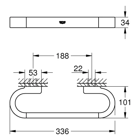 Wannengriff Selection 41064, 300mm, chrom Wannengriff Selection 41064, 300mm, chrom