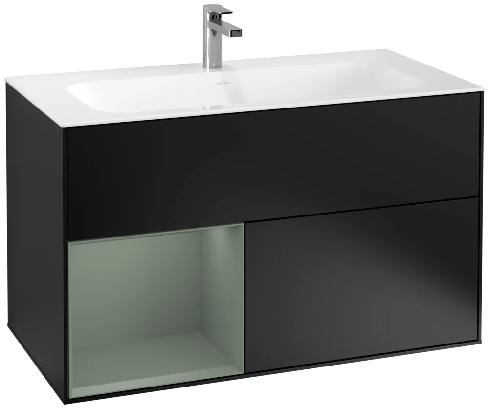 Villeroy & Boch Finion Waschbeckenunterschrank G03, 996x591x498mm, Black Matt Lacquer / Olive Matt Lacquer Villeroy & Boch Finion Waschbeckenunterschrank G03, 996x591x498mm, Black Matt Lacquer / Olive Matt Lacquer
