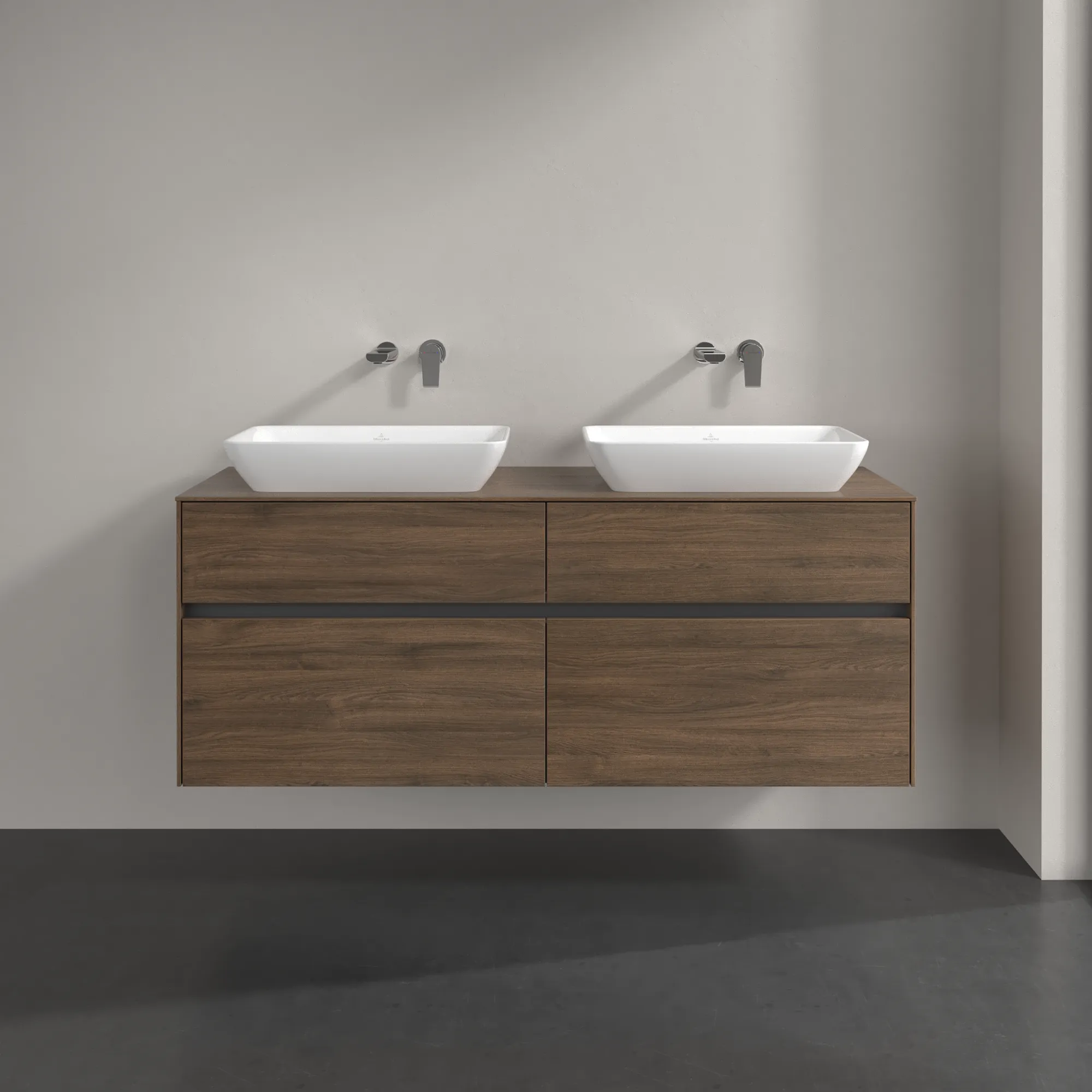 Villeroy & Boch Waschbeckenunterschrank Collaro Arizona Oak, 1400 x 500 mm, Höhe 548 mm, 4 Auszüge mit SoftClosing, für 2 Waschbecken Villeroy & Boch Waschbeckenunterschrank Collaro Arizona Oak, 1400 x 500 mm, Höhe 548 mm, 4 Auszüge mit SoftClosing, für 2 Waschbecken