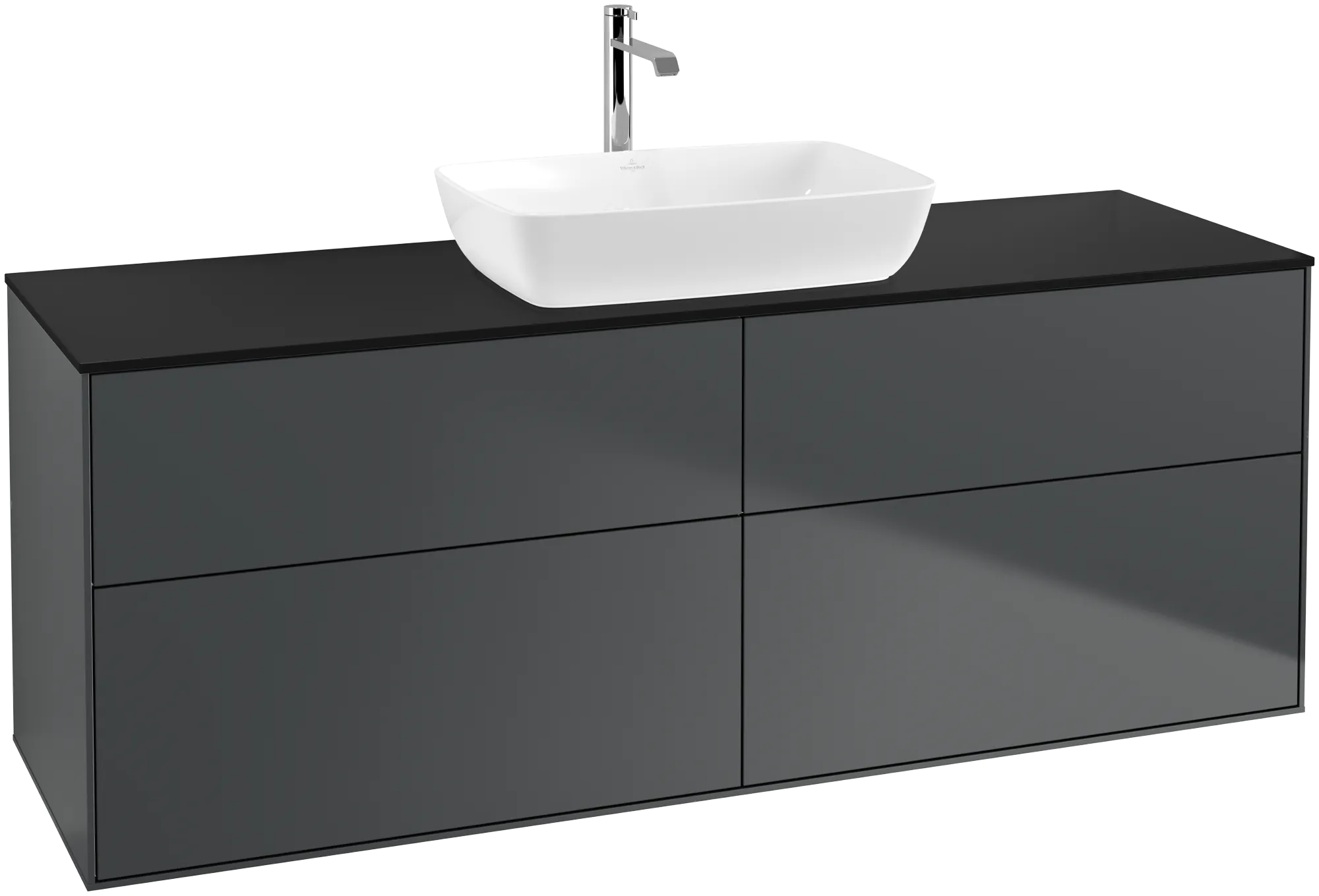 Villeroy & Boch Waschbeckenunterschrank Finion G85, Midnight Blue Matt Lacquer / Glass Black Matt