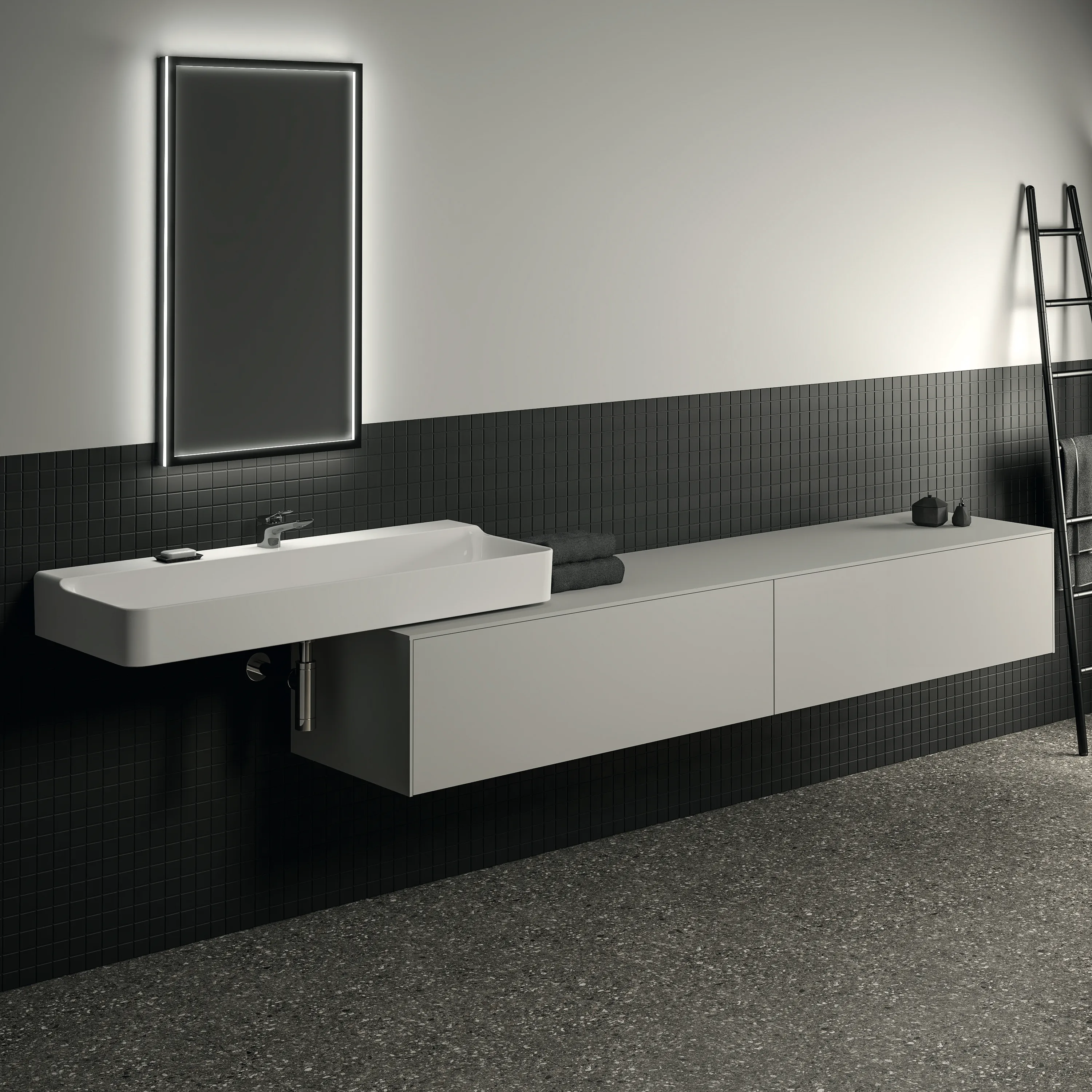 Ideal Standard Waschtischunterschrank „Conca“ 238,7 × 37 × 50,5 cm Weiß matt lackiert