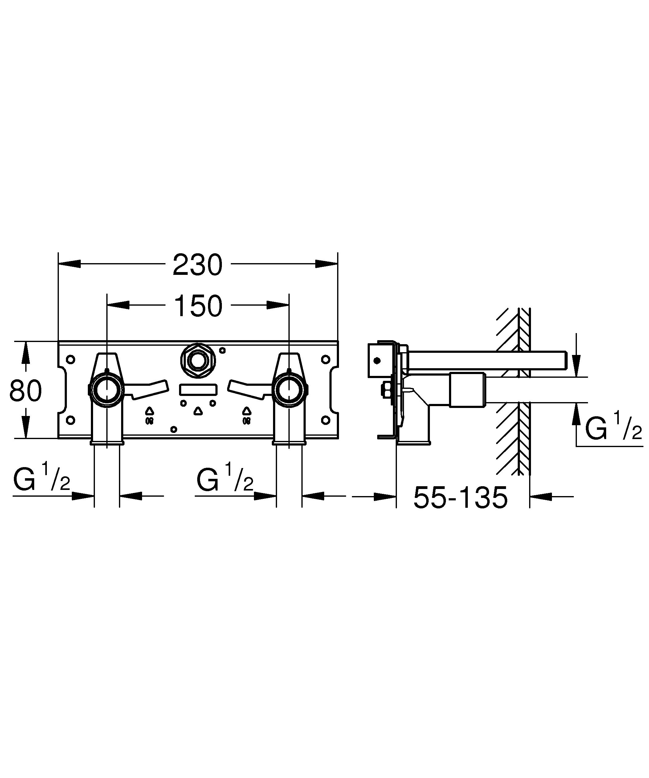 Thermostat-Rohbauset Eurosmart CE 39383, 230 V, zur Verwendung mit Eurosmart Cosmopolitan E Thermostat 230 V