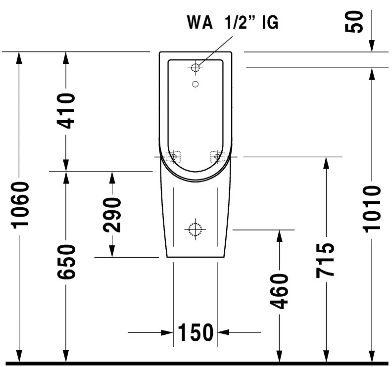 Urinal Starck 3, Zulauf von hinten rimless, ohne Fliege, weiß Urinal Starck 3, Zulauf von hinten rimless, ohne Fliege, weiß