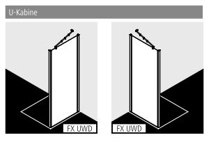 Kermi Seitenwand für Ecke „FILIA XP“ Glas Klar, Profile #Profile#, BV: 725 - 750 mm GAK: 710 - 735 mm WE: 735 - 760 mm H: 1850 mm