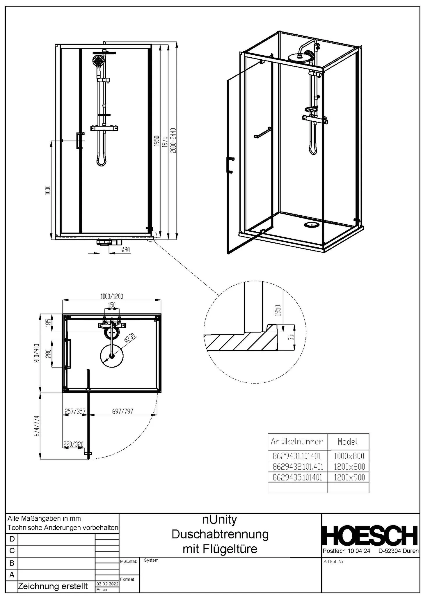 Hoesch nUnity Duschkabine Liberty Eckversion 1200x800 mit Flügeltüren und Armatur Hoesch nUnity Duschkabine Liberty Eckversion 1200x800 mit Flügeltüren und Armatur