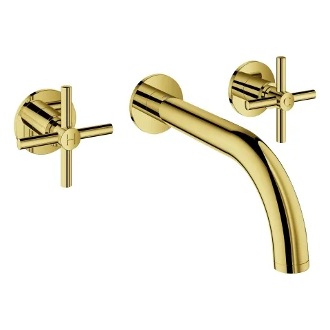 3-Loch-Waschtisch-Batterie Atrio 20661, Wandmontage, Fertigmontageset für 29 025 002, mit Kreuzgriffen, Ausladung 180 mm, chrom 3-Loch-Waschtisch-Batterie Atrio 20661, Wandmontage, Fertigmontageset für 29 025 002, mit Kreuzgriffen, Ausladung 180 mm, chrom