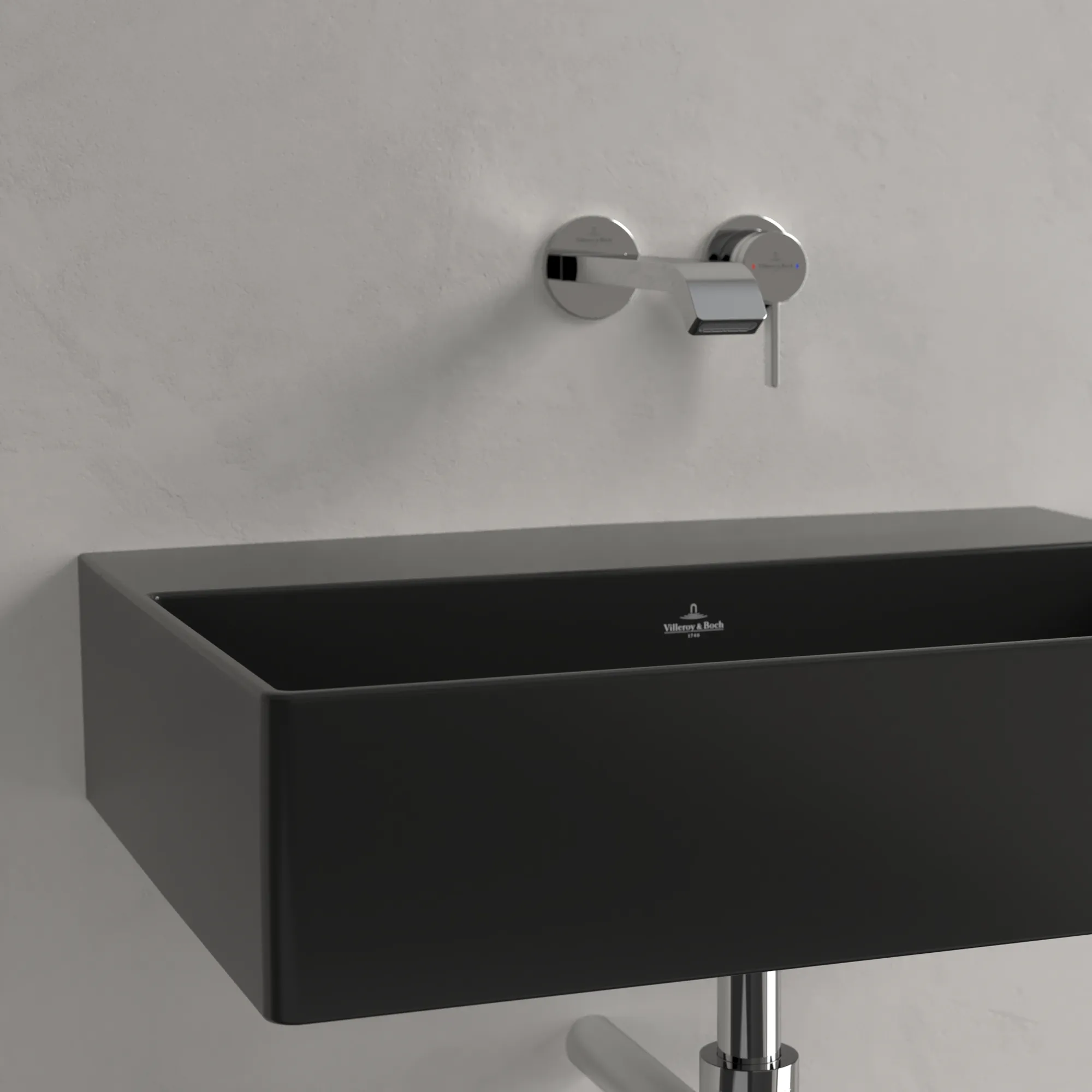 Villeroy & Boch Memento 2.0 Wandwaschbecken Pure Black CeramicPlus, 600x420x135 mm, TitanCeram, matt, für Wandauslaufarmatur Villeroy & Boch Memento 2.0 Wandwaschbecken Pure Black CeramicPlus, 600x420x135 mm, TitanCeram, matt, für Wandauslaufarmatur