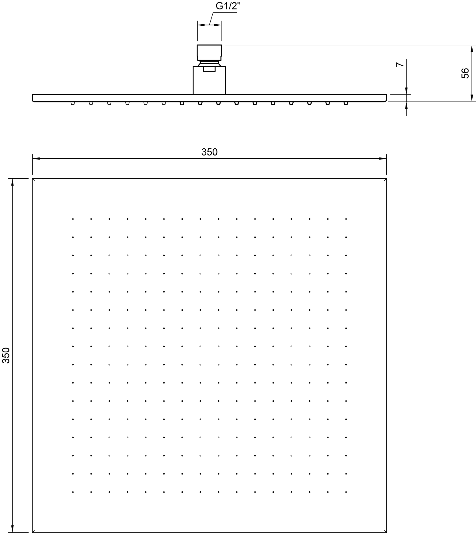 Duschkopf TVC00000600061, quadratisch 35 cm in Chrom