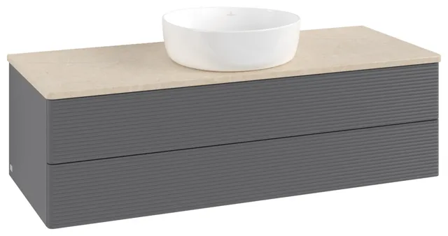 Villeroy & Boch Waschtischunterschrank „Antao“ 1200 × 360 × 500 mm Anthracite Matt Lacquer, für Becken mittig, ohne Beleuchtung Villeroy & Boch Waschtischunterschrank „Antao“ 1200 × 360 × 500 mm Anthracite Matt Lacquer, für Becken mittig, ohne Beleuchtung