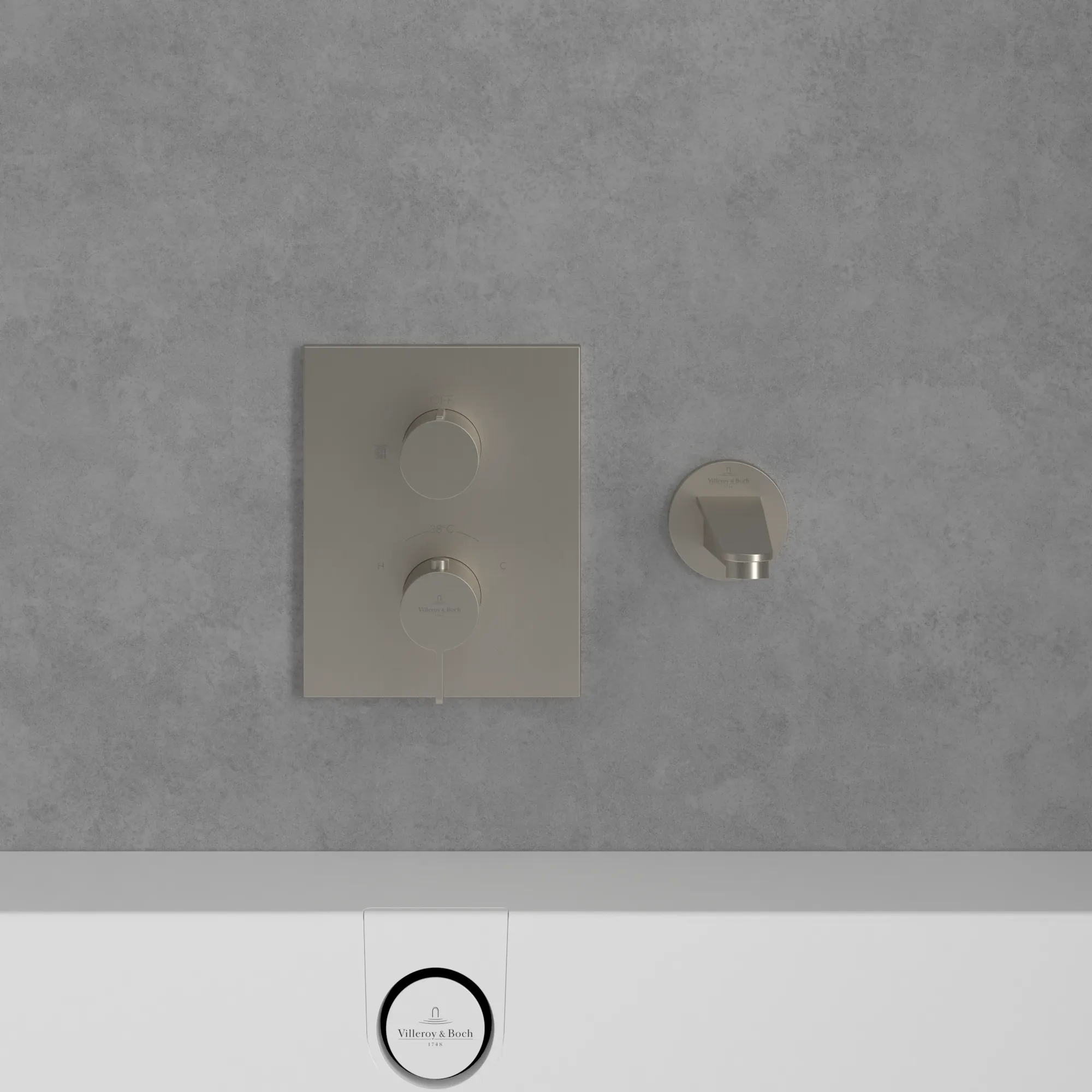 Zweihand-Unterputz-Armatur „Conum“ 12,4 cm in Brushed Nickel Matt Zweihand-Unterputz-Armatur „Conum“ 12,4 cm in Brushed Nickel Matt