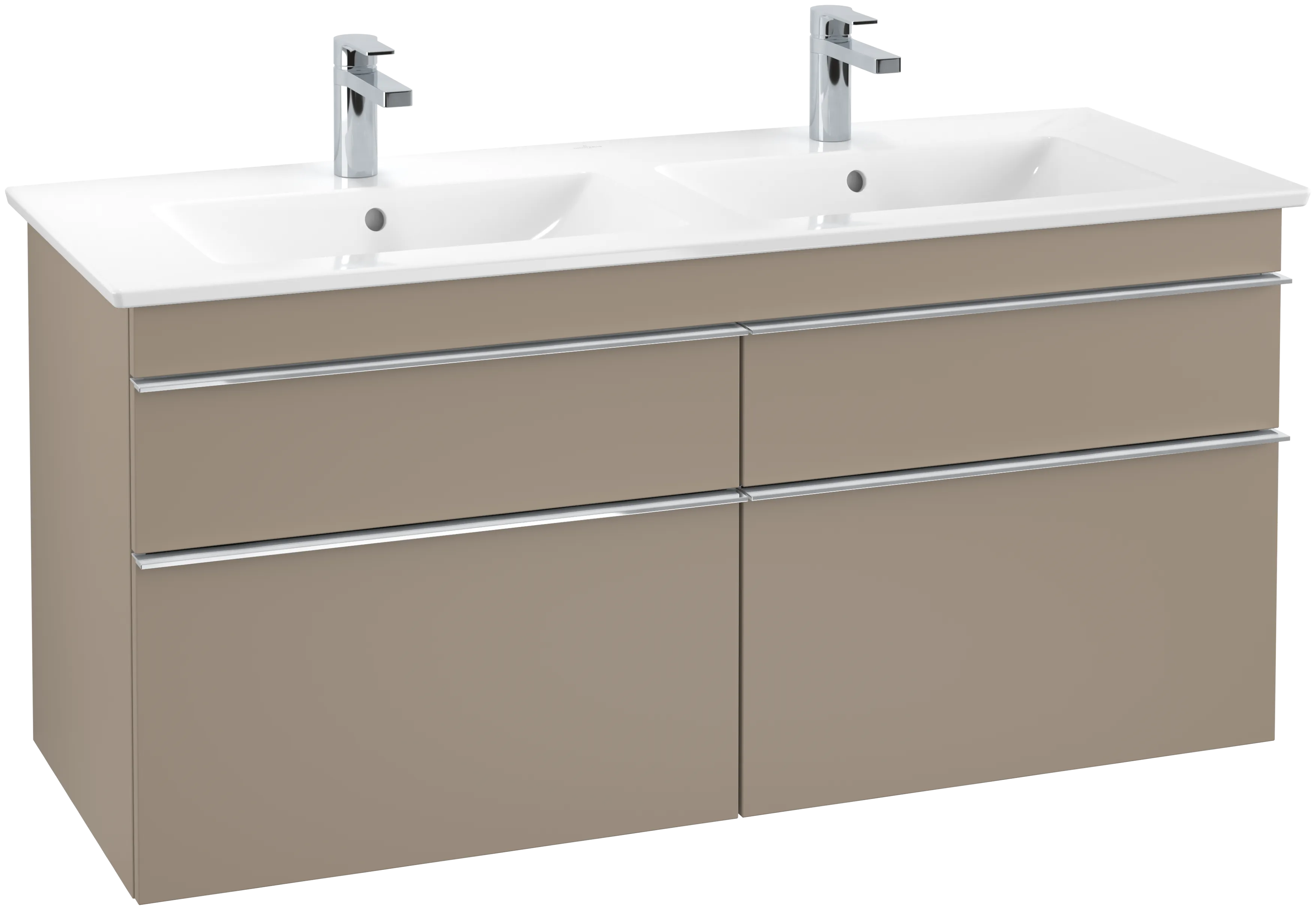 Villeroy & Boch Waschtischunterschrank „Venticello“ für Schrank-Doppelwaschtisch 1253 × 590 × 502 mm Taupe, für links und rechts