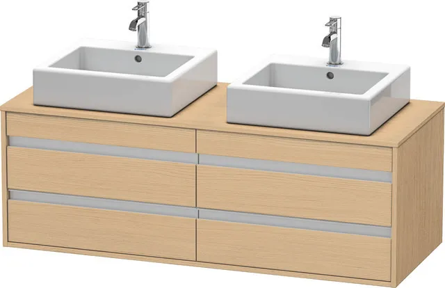 Duravit Waschtischunterschrank wandhängend „Ketho“ 140 × 49,6 × 55 cm Eiche Natur