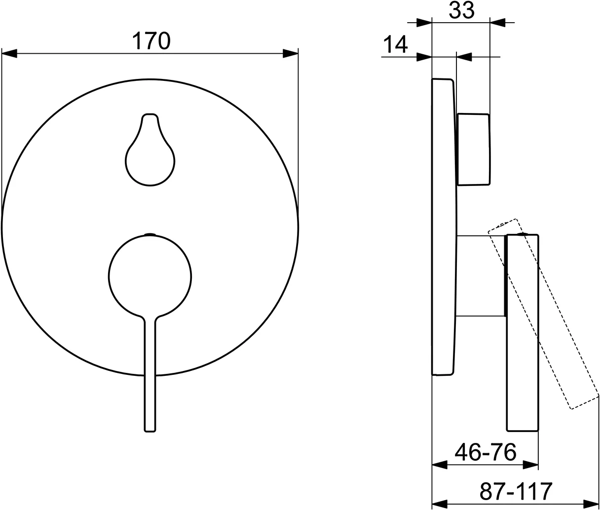 HansaLOFT Einhebelmischer Fertigmontageset für Wanne/Brause, Rosette rund mit Sicherungseinrichtung Chrom